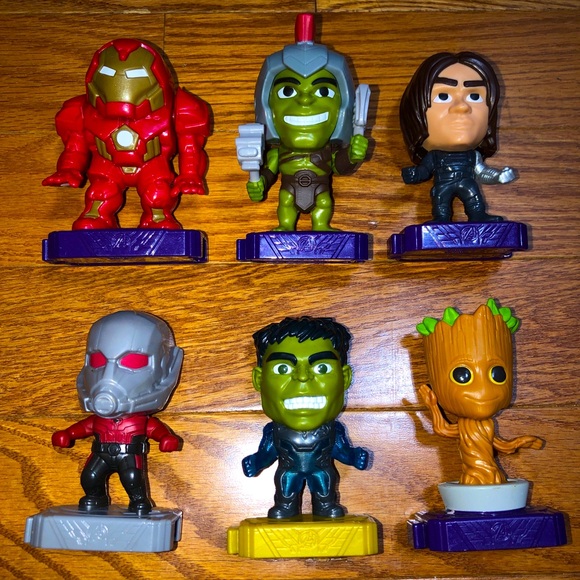 Mcds Avengers Figurines 4" Mobile Minis Set of 6 Hulk,Falcon,soldier,ant,funko.. - Picture 1 of 7